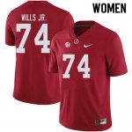 NCAA Women's Alabama Crimson Tide #74 Jedrick Wills Jr. Stitched College 2019 Nike Authentic Crimson Football Jersey US17M74ZD